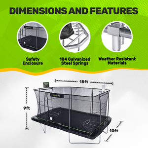 JumpKing 10' X 15' Rectangle Combo with Two Basketball Hoop  Model JK1015RCBHC2